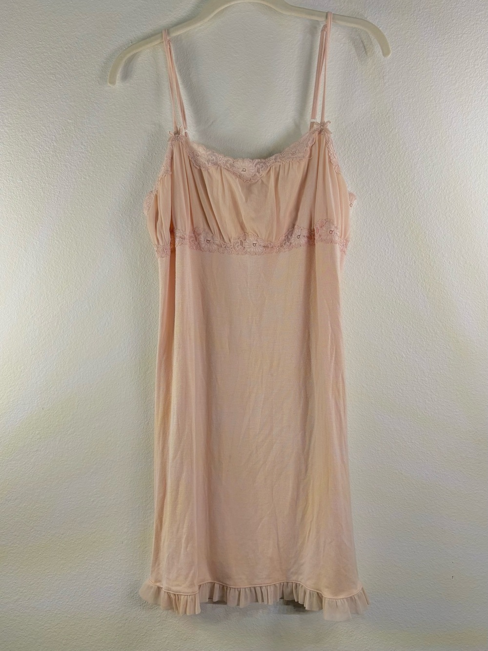 Apt.9 Soft Blush Lace-Trim Night Chemise with Adjustable Straps Size L